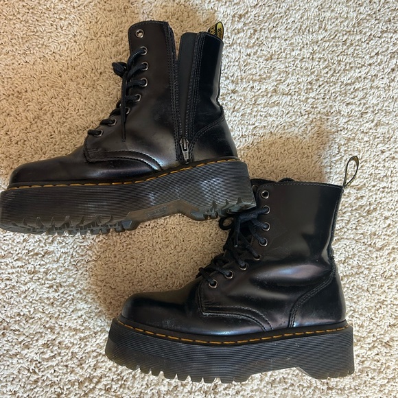 Dr. Martens Shoes - Dr. Martens Black Leather Platform Zip & Lace Combat Boots